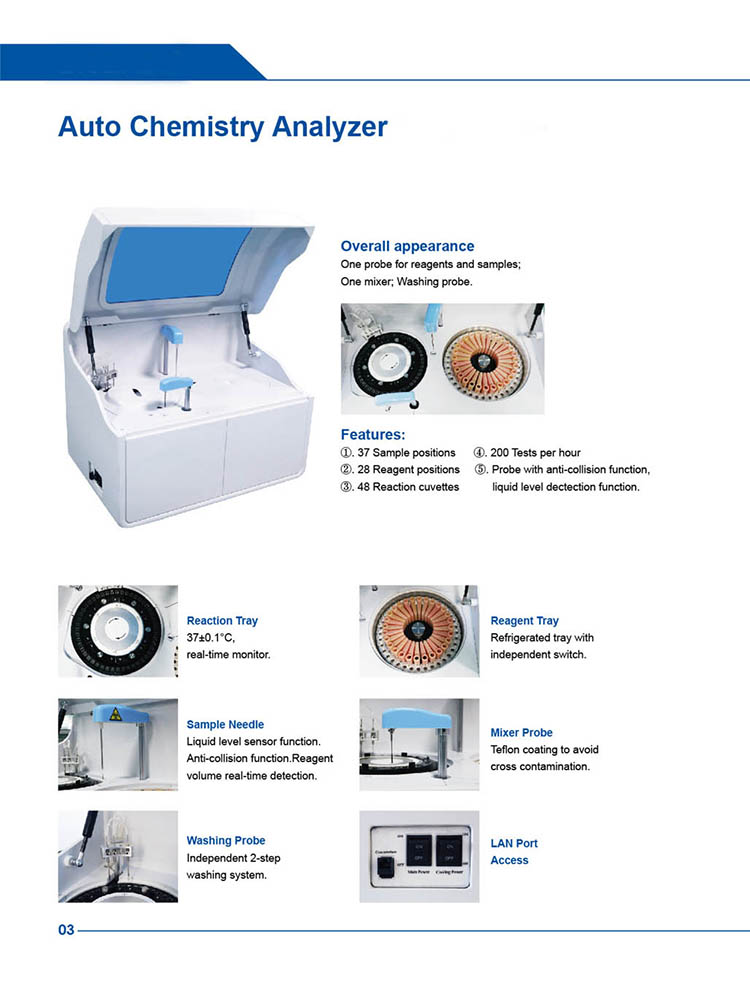 Analizador Bioquímico Automático Completo de Sistema Abierto de Laboratorio de Hospital de 200 T/H