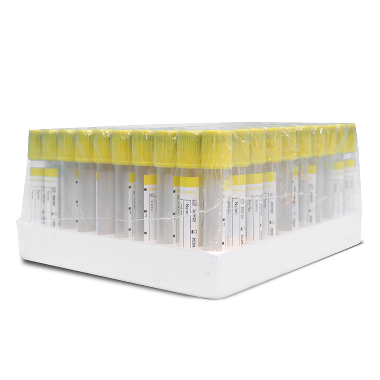 Tubo de recolección de sangre al vacío con gel separador de suero y plasma de 3 ml, 5 ml, 9 ml y activador de coágulos, tapa amarilla