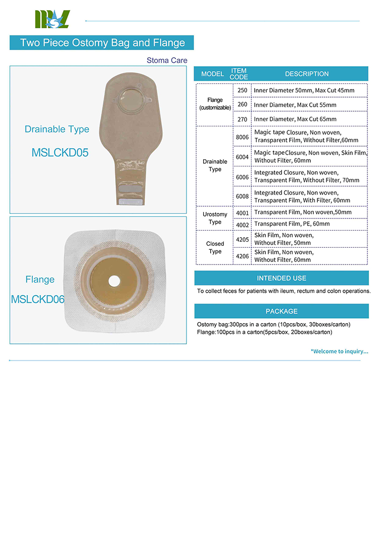 Bolsa de colostomía desechable Celecare de 15 mm a 60 mm sin filtro para estoma drenable