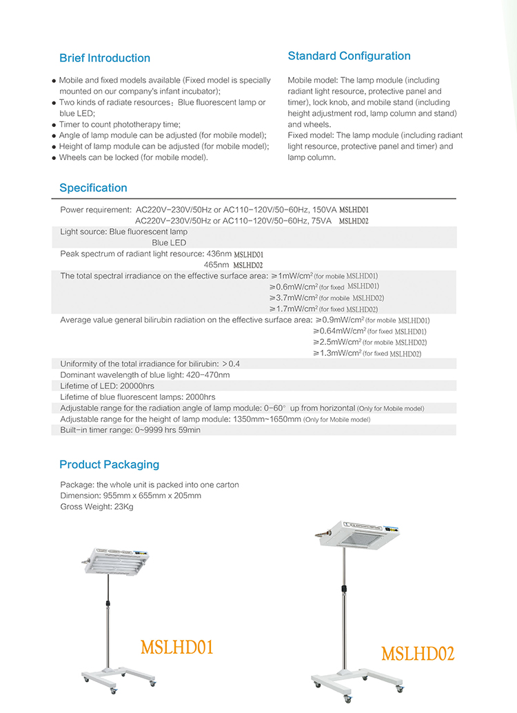 Lámpara de ángulo ajustado para hospital médico Xhz-90L Unidad portátil de fototerapia neonatal para bebés y recién nacidos