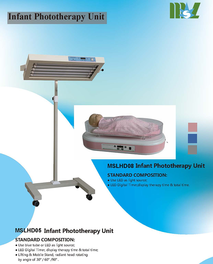 Unidad portátil de fototerapia para ictericia neonatal de alta calidad con lámpara LED para ictericia de bebés neonatales de silicona suave de alta calidad para hospital MSLHD07