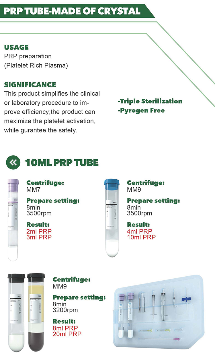 Tubos activadores de PRP de alta calidad para colección de sangre médica de 10 ml en venta