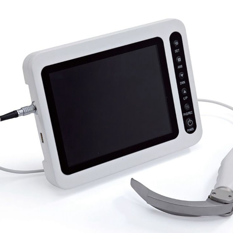 Cámara de video laringoscopio médico portátil Easy View de 8 pulgadas con monitor y hojas reutilizables